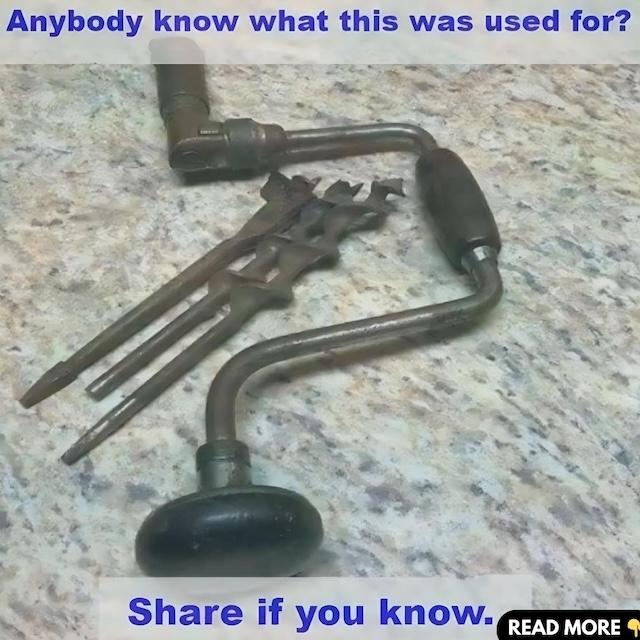 A classic hand drill brace with various bits. Can you recall the effort needed to operate one of these?