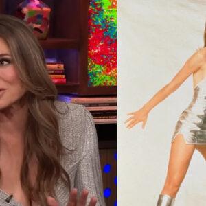 Elizabeth Hurley reminiscing about her role as Vanessa Kensington during a TV interview.